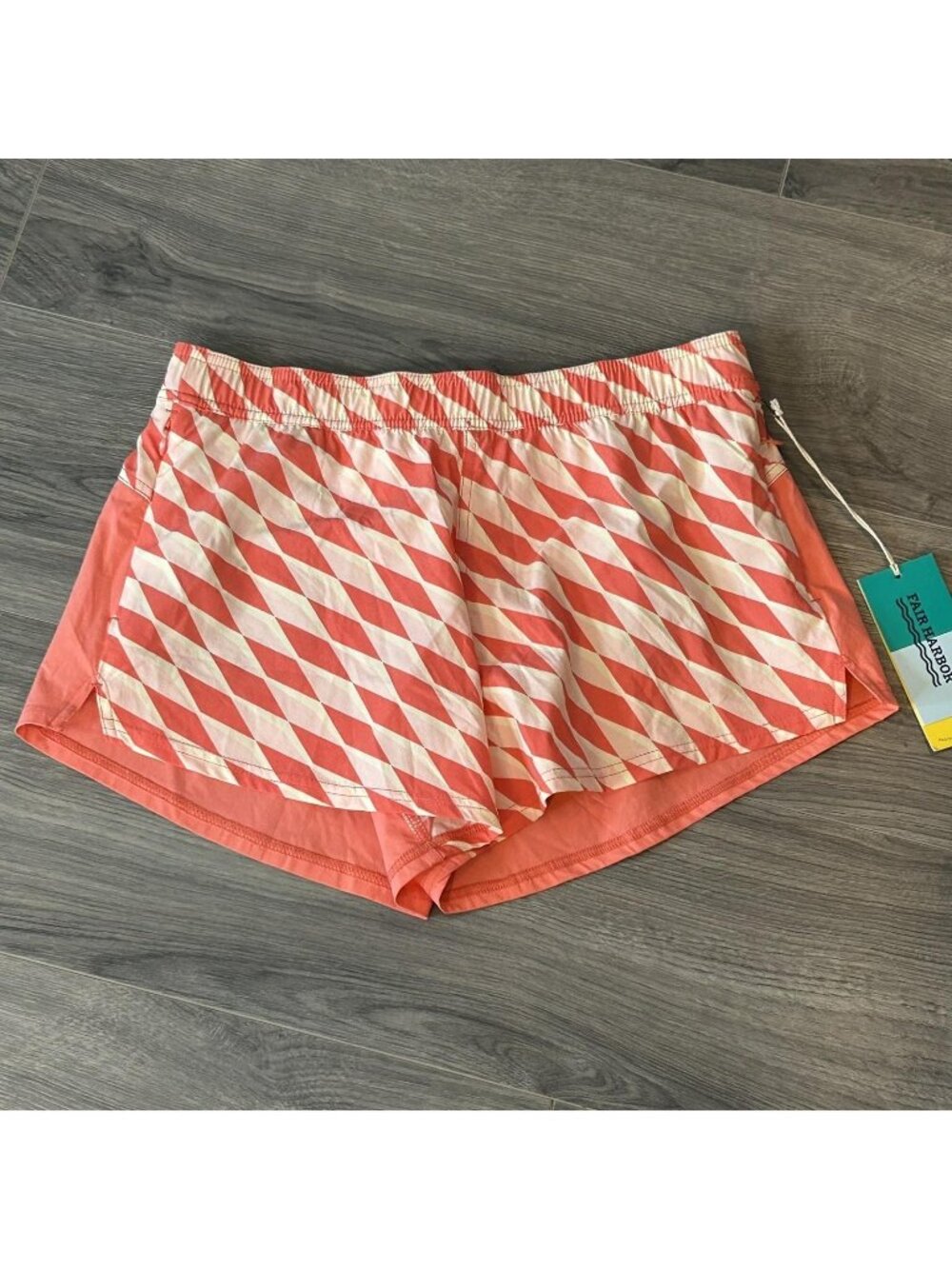 Fair Harbor Swim Shorts Women M Pink Coral Seabay Atlantique Lined Stretch Beach